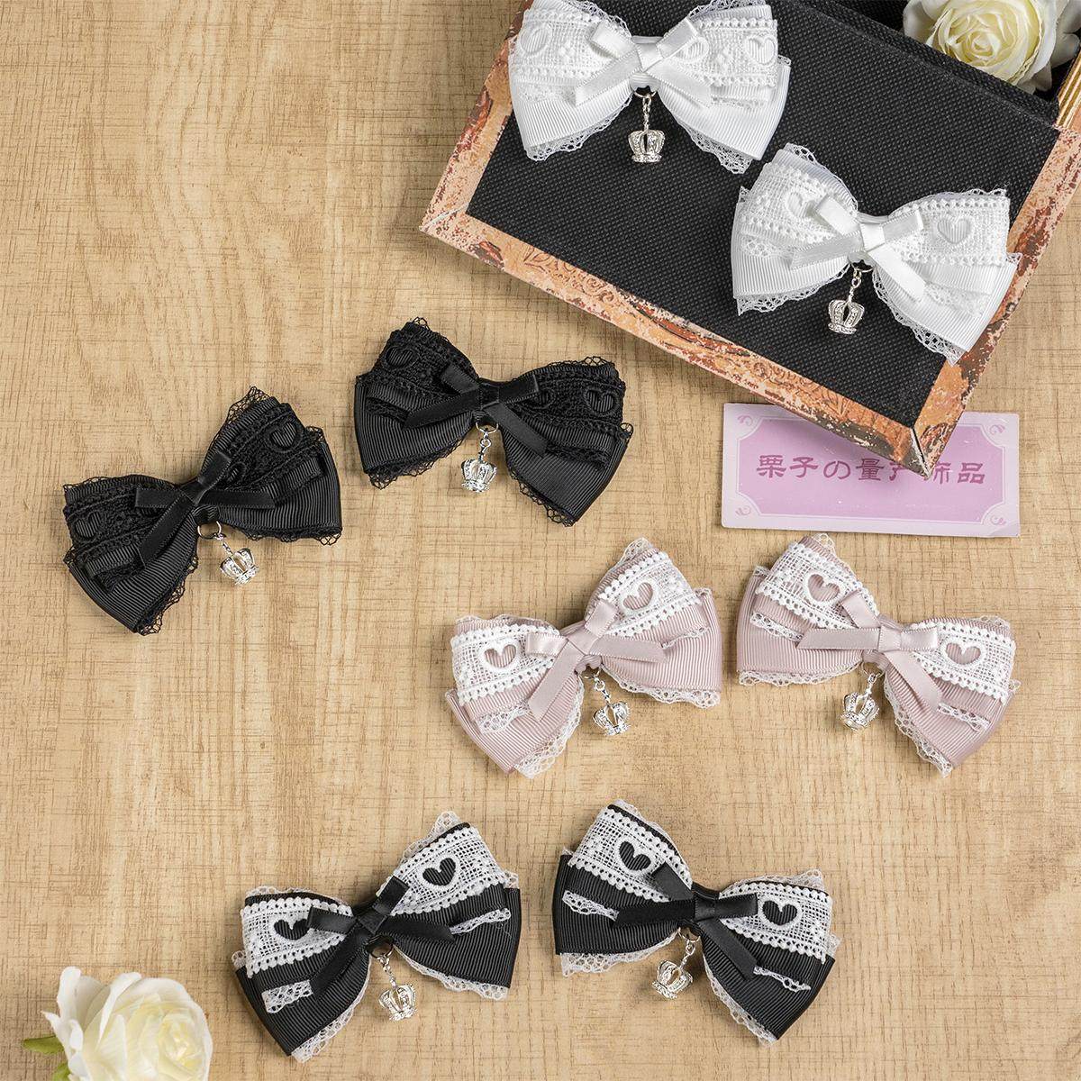 栗子家蕾蕾爱心蕾丝皇冠发夹日系