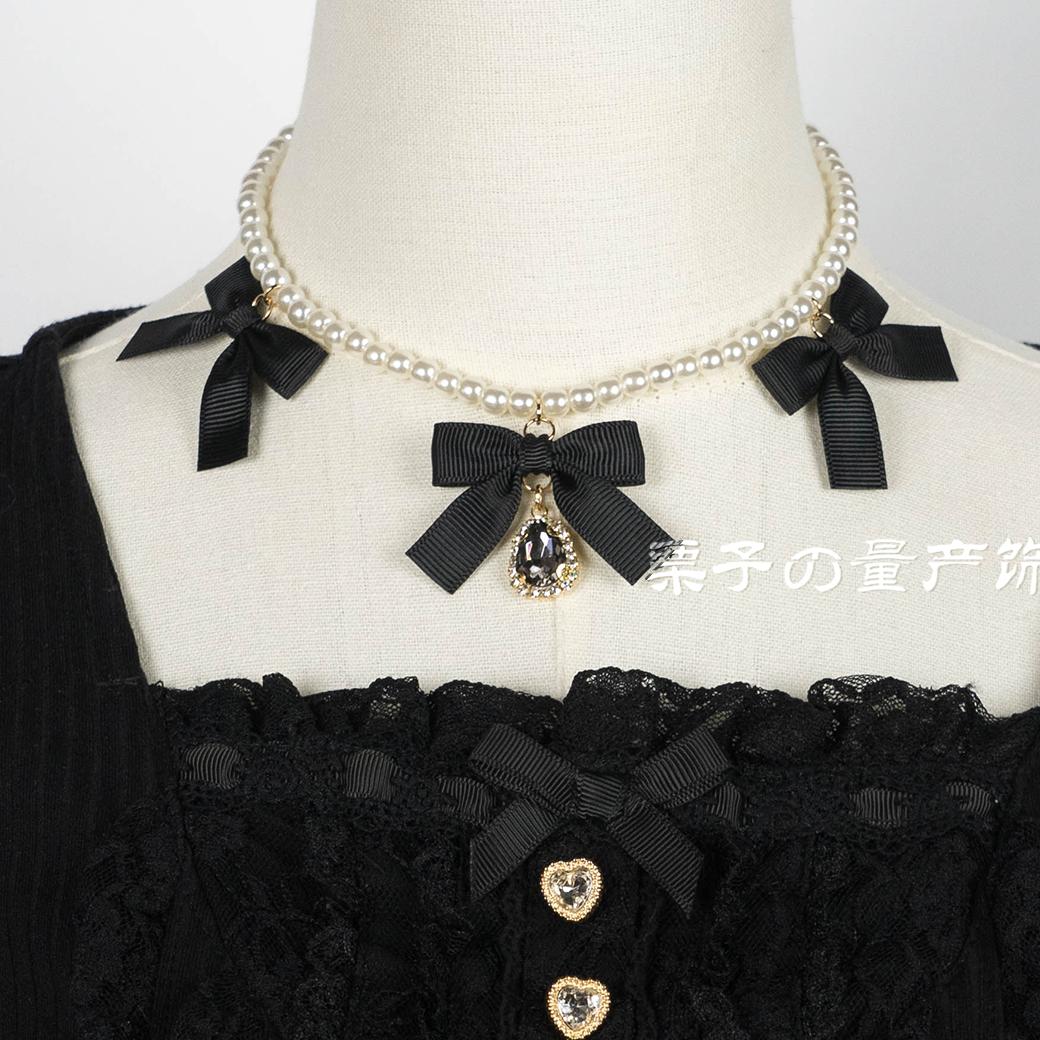 超可爱名媛蝴蝶结珍珠项链