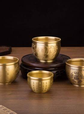 黄铜百福米缸招财摆件客厅风水家居装饰小存钱罐中国风黄铜聚宝盆