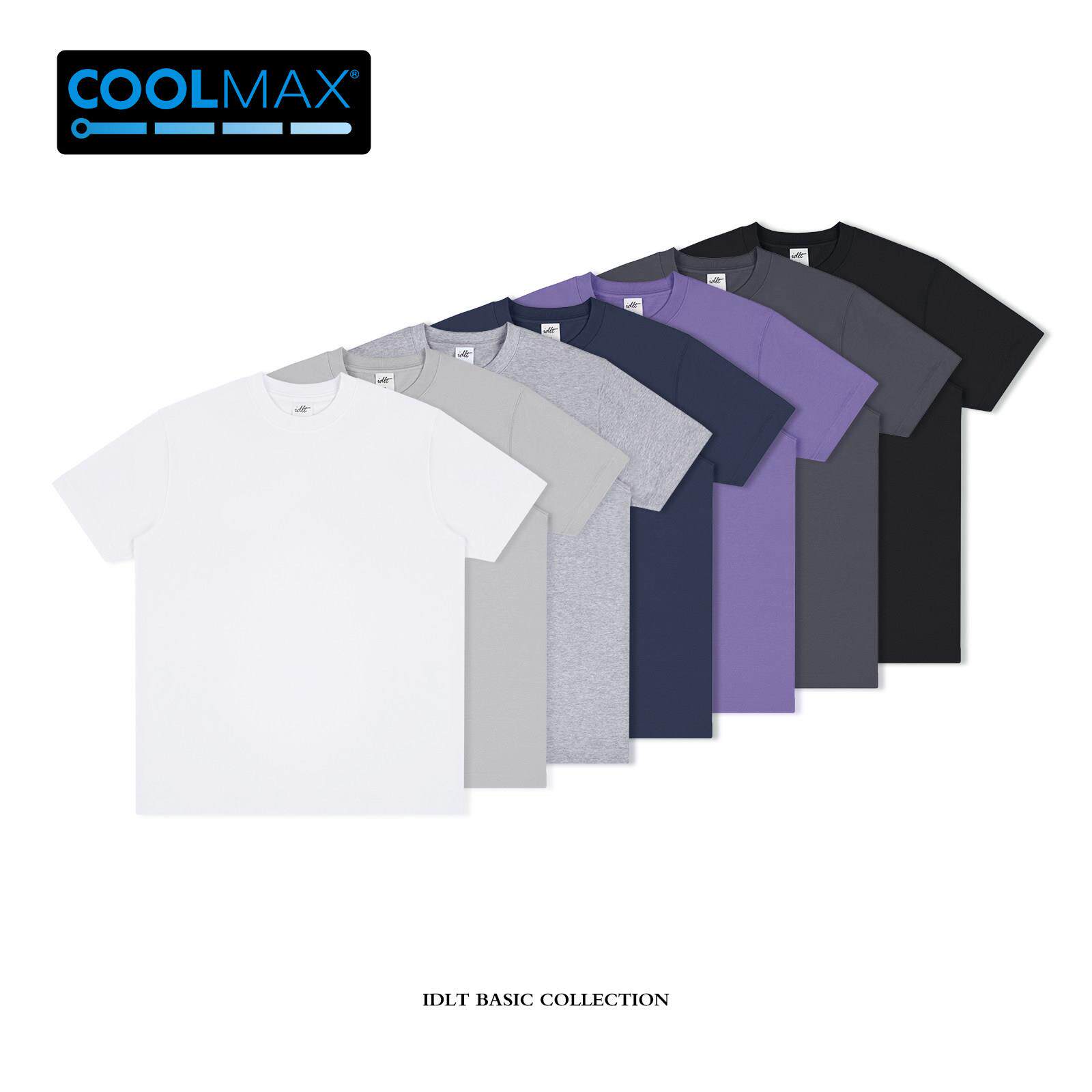 右肩Coolmax宽松的纯色t恤适合透气抗皱凉爽感觉抗菌防晒霜白色Cm