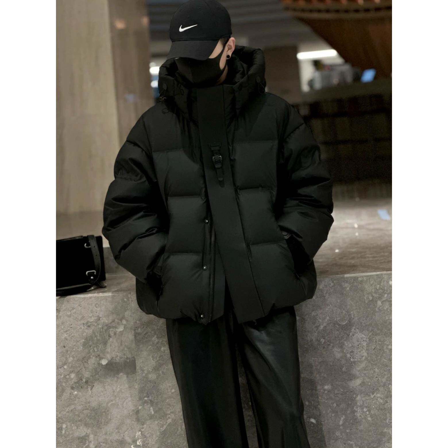 2025冬季新款压胶防水面料连帽羽绒服男白鸭绒加厚休闲外套面包服