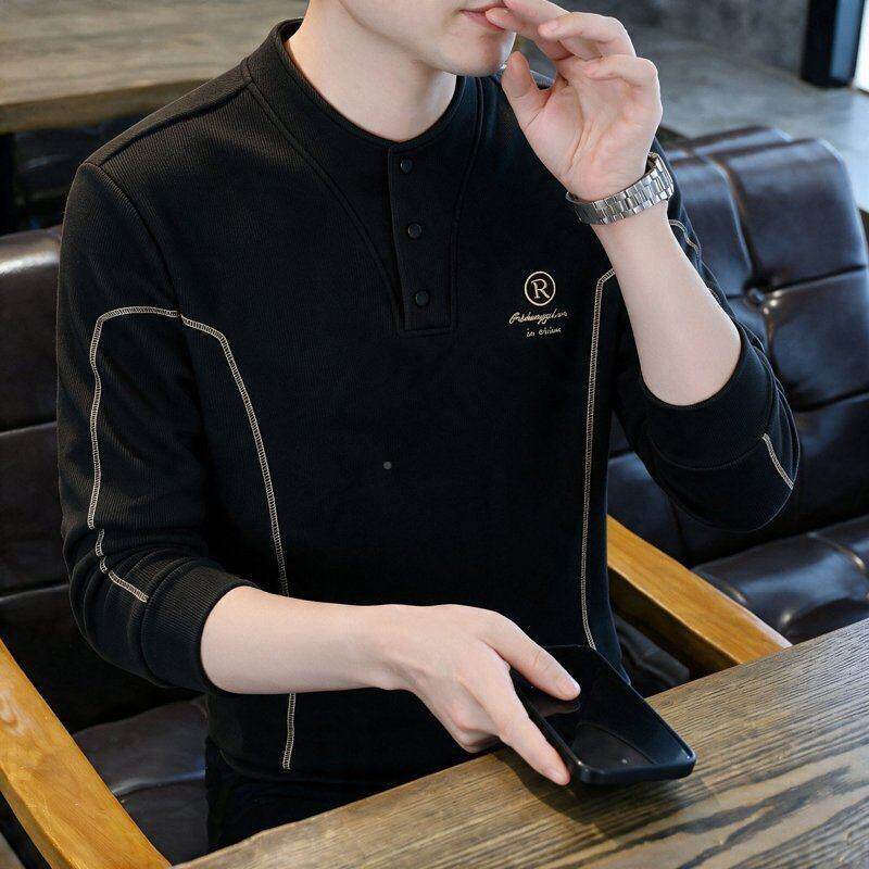 设计感潮牌卫衣袖男202款休闲时尚帅气内6新搭男士F516韩版字母长