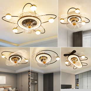客厅风扇灯2025新款摇头星空网红灯现代轻奢卧室吸顶灯具组合套餐