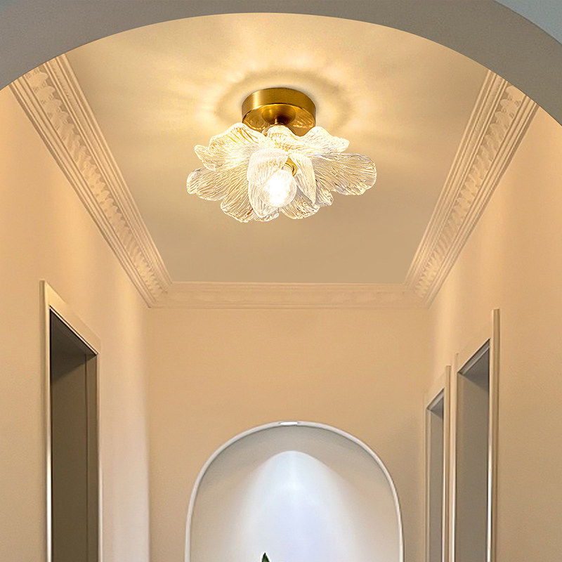 过道灯走廊灯复古轻奢花瓣造型吸顶灯简约大气入户玄关阳台护眼灯