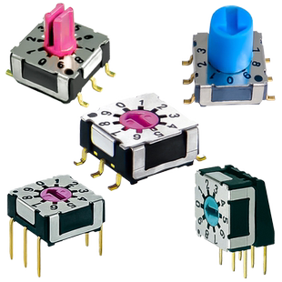 韩国进口mini旋转编码开关8421数字插件拨码开关档位调节波段开关