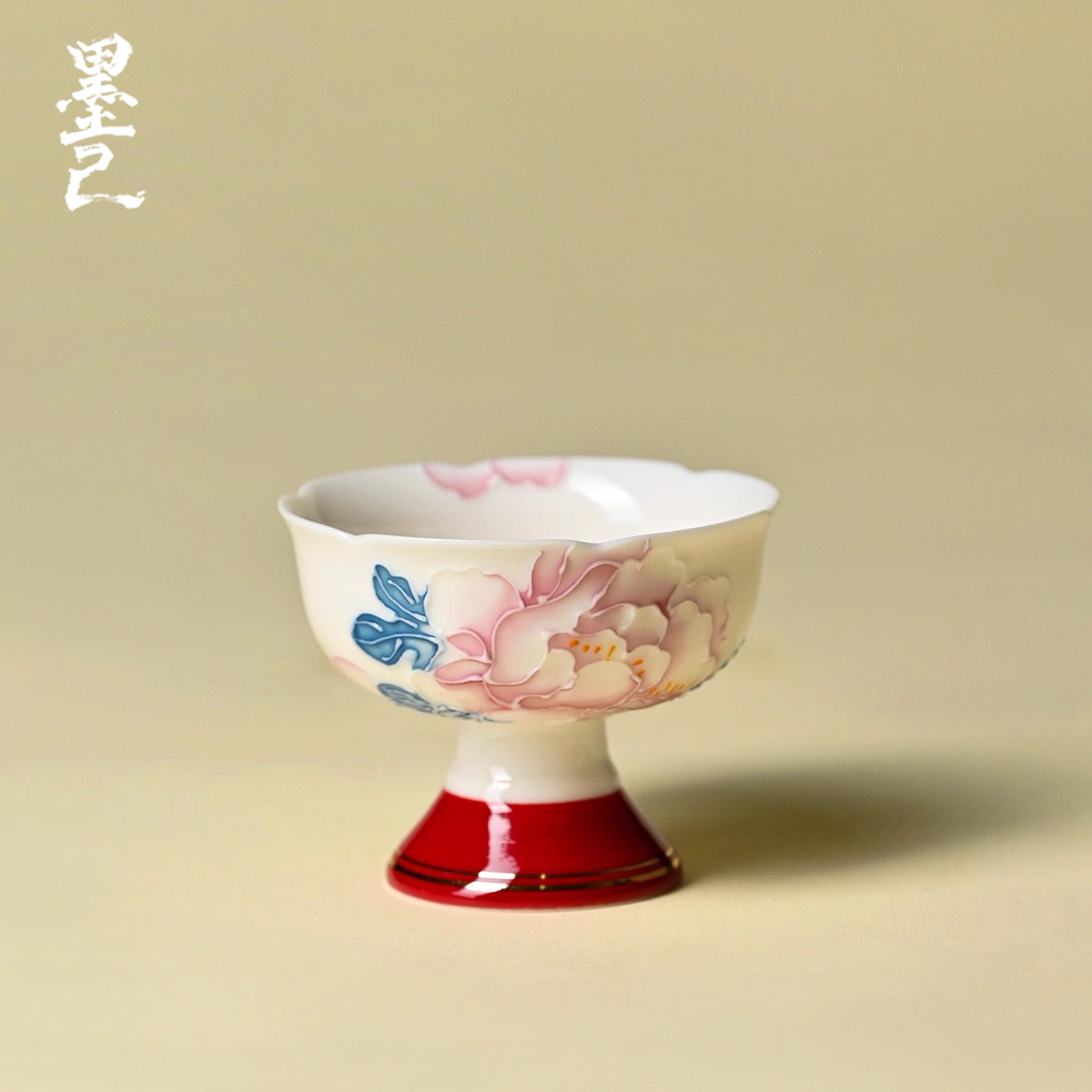 墨己红妆芳华创意棠梨高足杯家用高档喝茶杯品茗杯个人专用不烫手