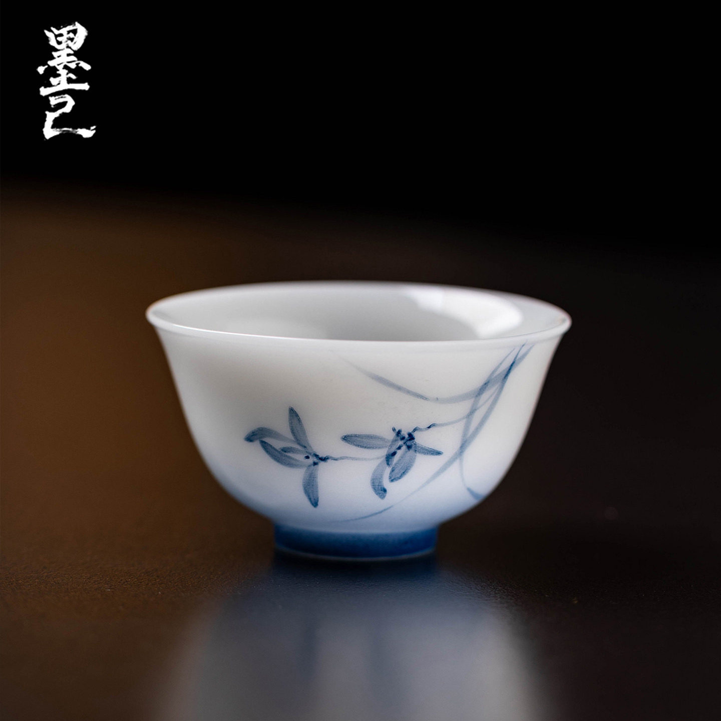 主人杯节日送礼女款宁青兰静雅颂茶杯冰种玉瓷高级手绘精致品茗杯图片
