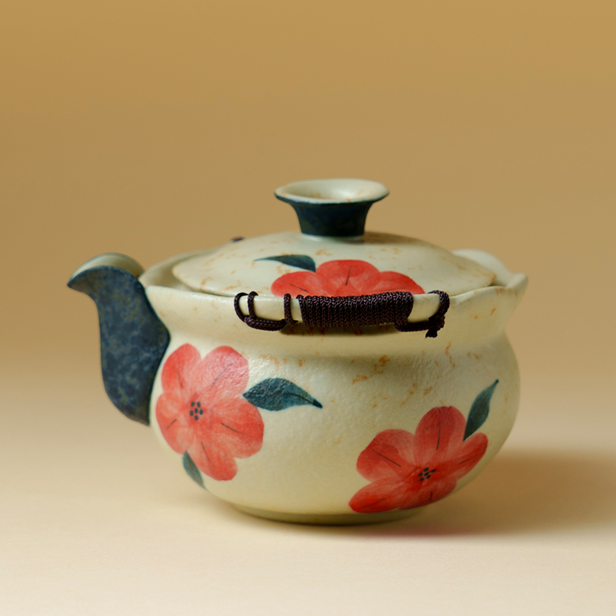 墨己手绘绯花手抓壶家用高档陶瓷泡茶壶中式高级单壶个人功夫茶具