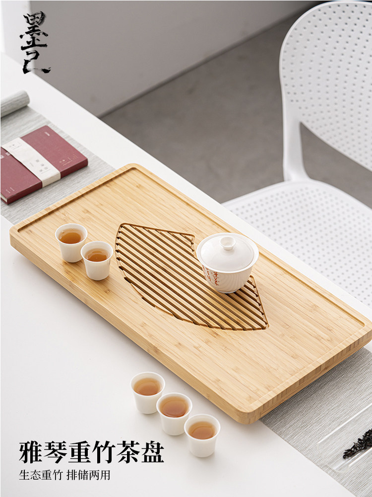 Moji竹茶盘家用竹茶桌大、中、小型多规格贮水茶海托盘排水茶盘