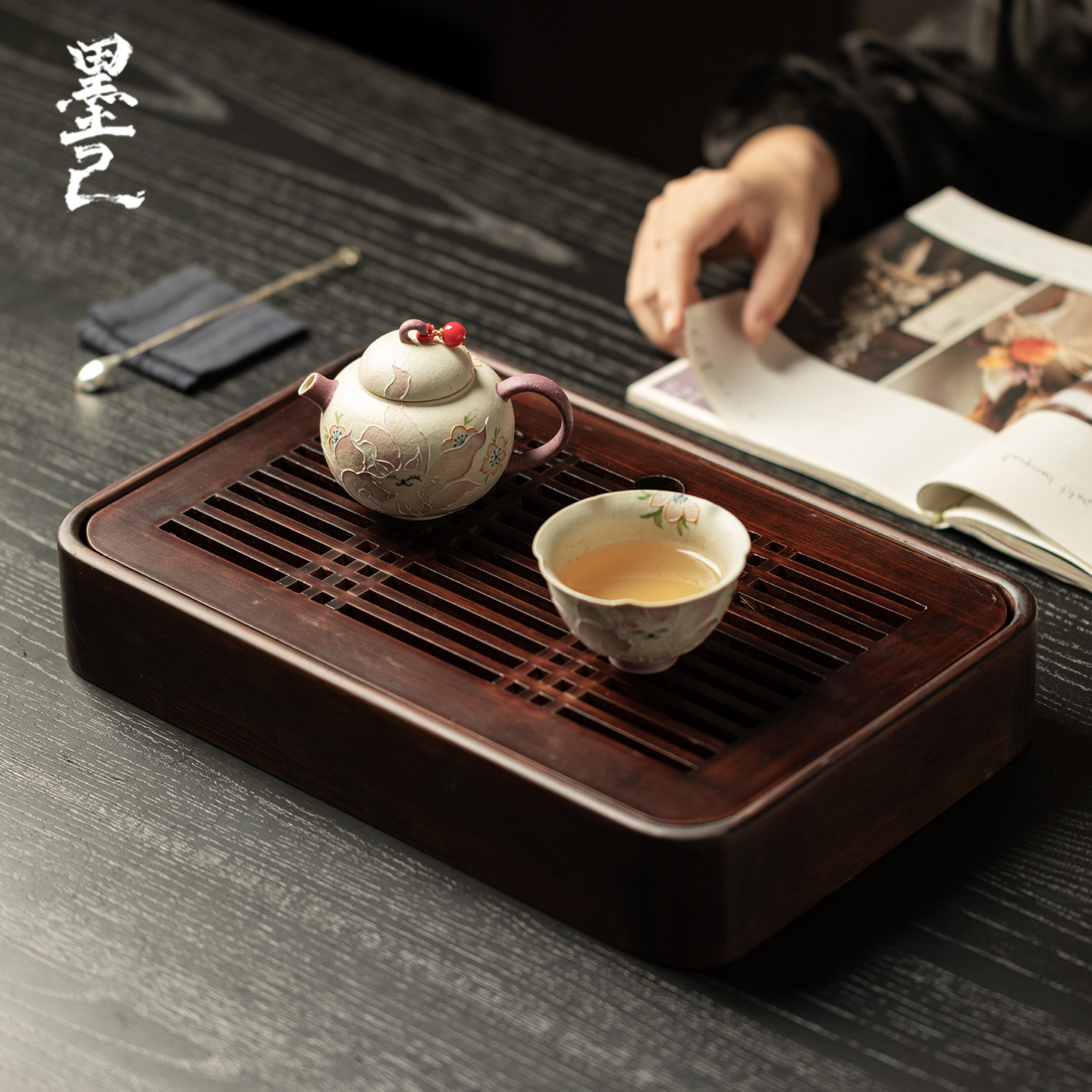 墨己中式大器福和高端茶盘办公室喝茶楠竹茶托盘茶具干泡茶台茶海