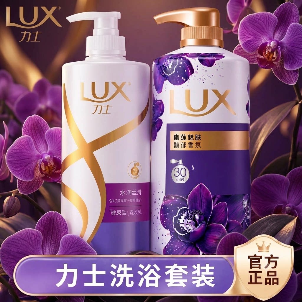 力士沐浴露洗发水组合套装幽莲魅肤二合一女洗澡清洁去屑控油正品