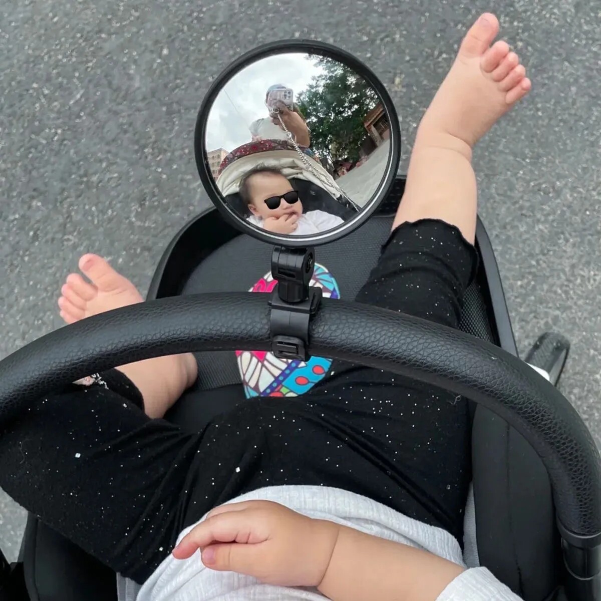 婴儿车电动车自行车通用后视镜电瓶车凸面镜广角宝宝手推车反光镜