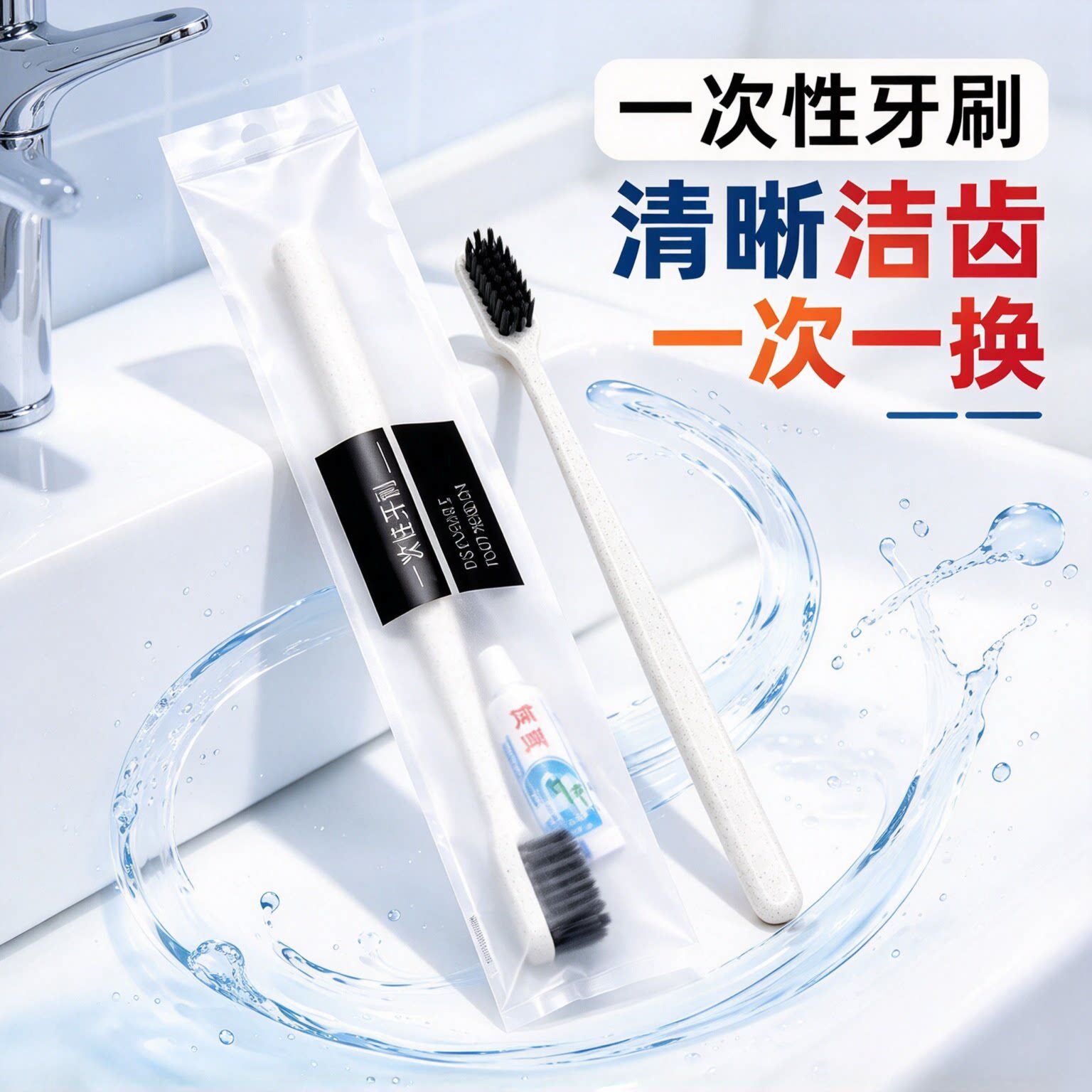 宾馆一次性牙刷带牙膏酒店专用洗漱用品套装家用待客高档软毛牙具