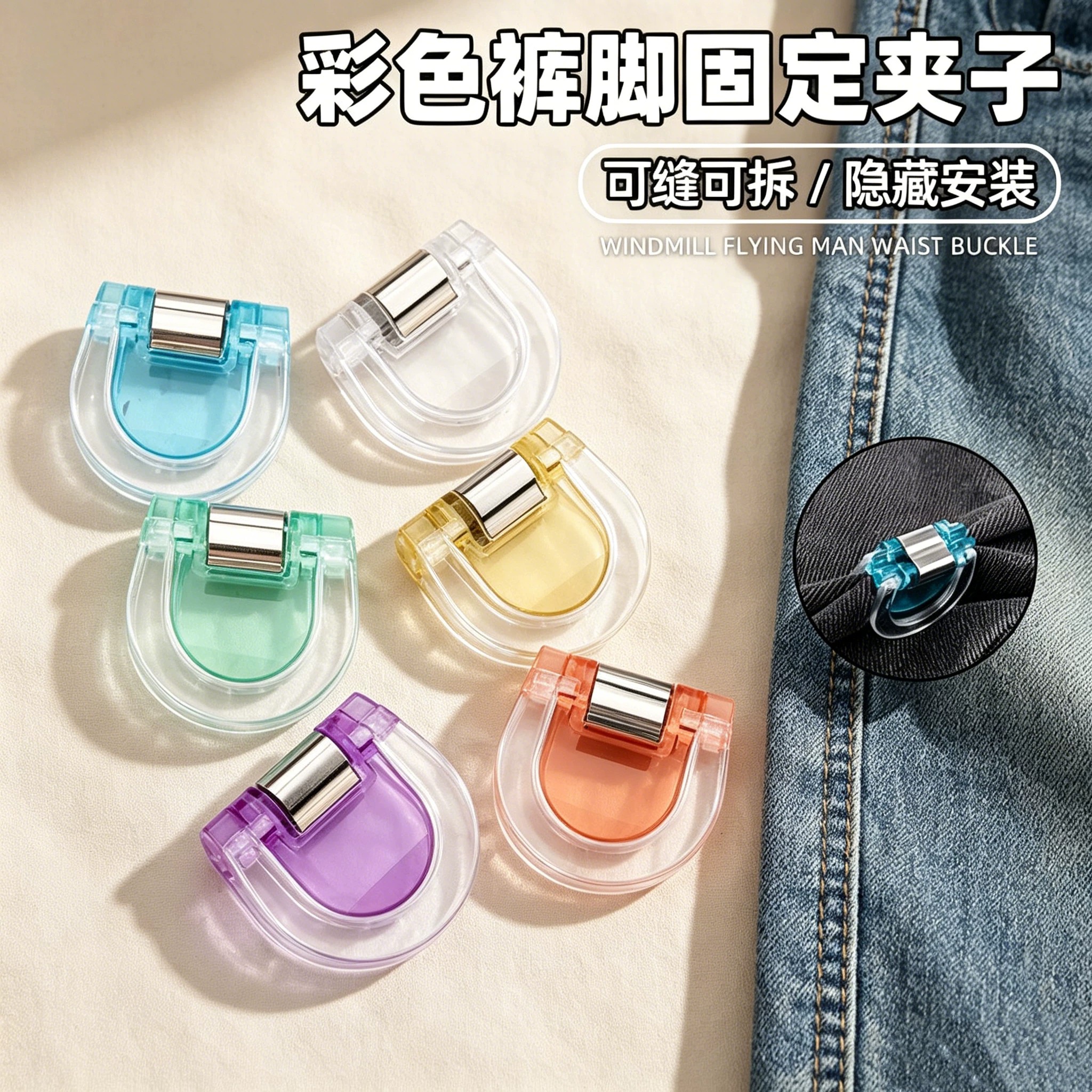 裤子长了改短固定夹裤脚防拖地神器隐形免缝牛仔裤裤腿调节挽边扣