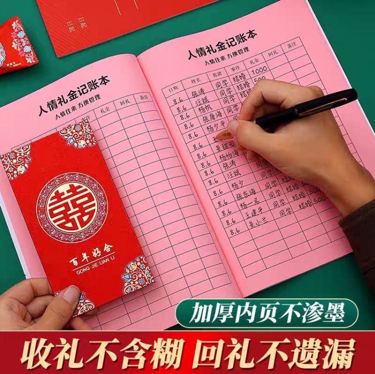 人情礼金往来记账本加厚借婚礼随礼册记录礼单人情礼簿结婚签到本