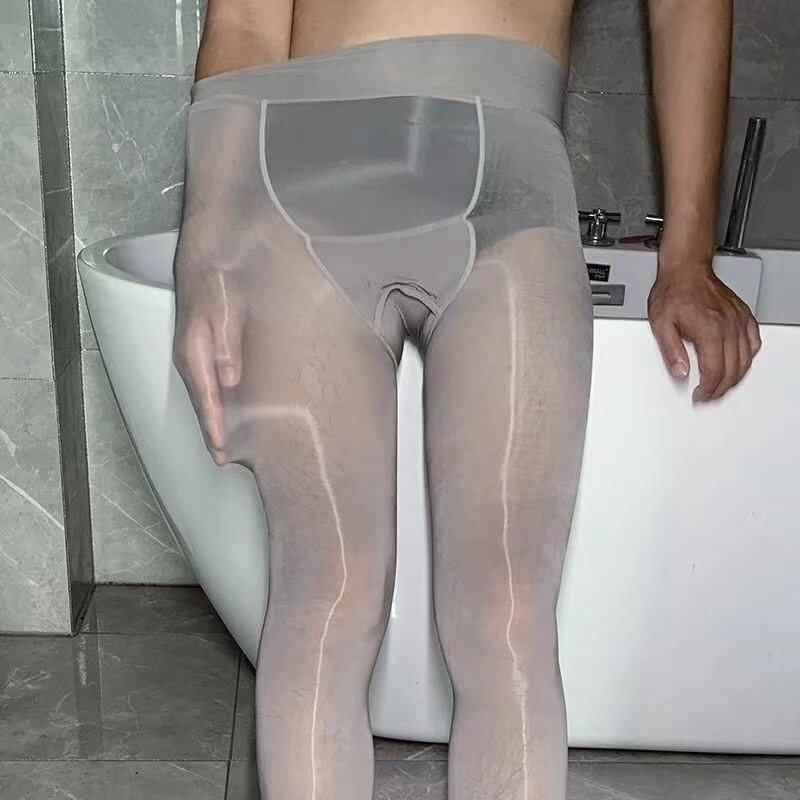 男士九分马油丝袜防勾丝油亮光滑
