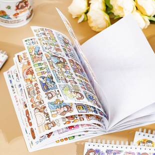 新品贴纸 语闲阿果胶带图鉴本 卡通人物手帐拼贴装饰素材和纸贴纸本