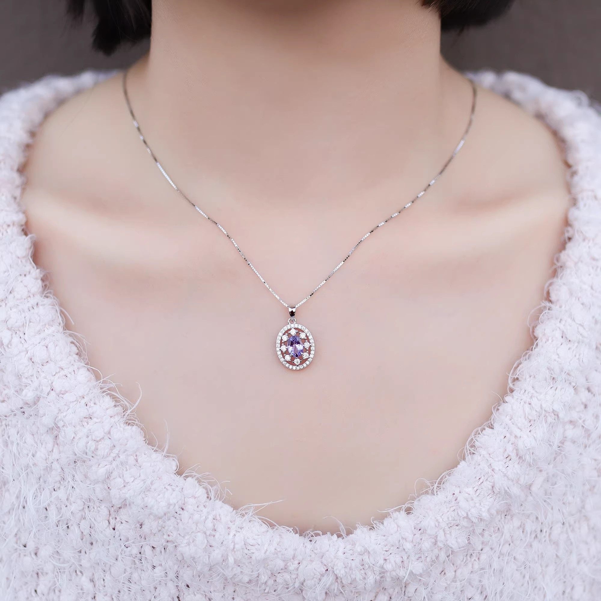 安伯曼泰国公主同款一克拉3A级坦桑石项链1克拉925银,珠宝/钻石/翡翠,颈饰,淘宝优惠券,粉丝福利购,淘宝优惠卷