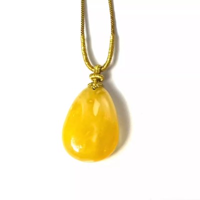 安伯曼蜜蜡水滴金线叶子编绳项链