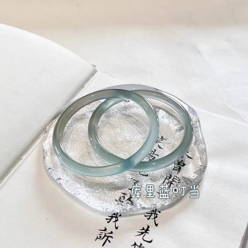 天然叮当镯一对冰种荔枝冻粉
