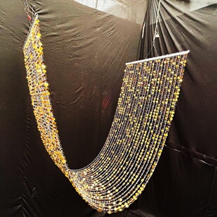 婚庆道具亮片挂件圆形珠光片镜面婚礼堂老钱风舞台背景吊顶装饰帘