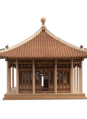 新中式古建筑凉亭摆件模型木雕