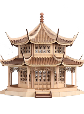 木中式玄关雕塑台古建筑亭摆件