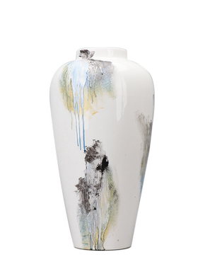 新中式风手绘陶瓷样板房间花瓶