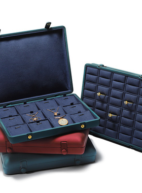 梵华生双排扣展示盒首饰珠宝吊坠戒指手链看货盘饰品陈列道具