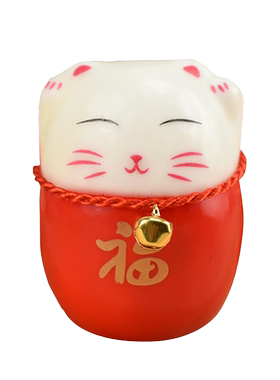 泡沫招财猫套装6只新款冬青银柳挂件过年年宵花福桶装饰点缀挂件