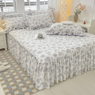 小清新云感韩版 床罩单件加厚防滑床单床垫保护套防尘罩 夹棉床裙式