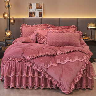 秋冬轻奢高档婴儿宝宝绒被套单件加绒200x230保暖220x240花边被罩