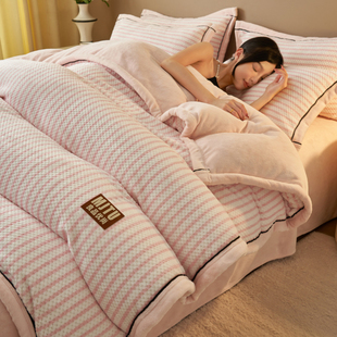 冬季 加厚牛奶绒贝贝绒毛毯被套单件无印风两用法兰绒双面加绒保暖