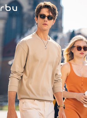 MrBu布先生贴身薄卫衣男圆领套头廓形秋冬马鞍肩长袖上衣KT15685