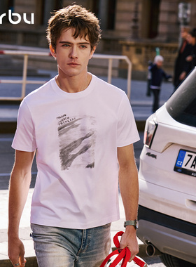 MrBu布先生夏季男款T恤240g重磅纯棉圆领上衣透气几何图案GT16391