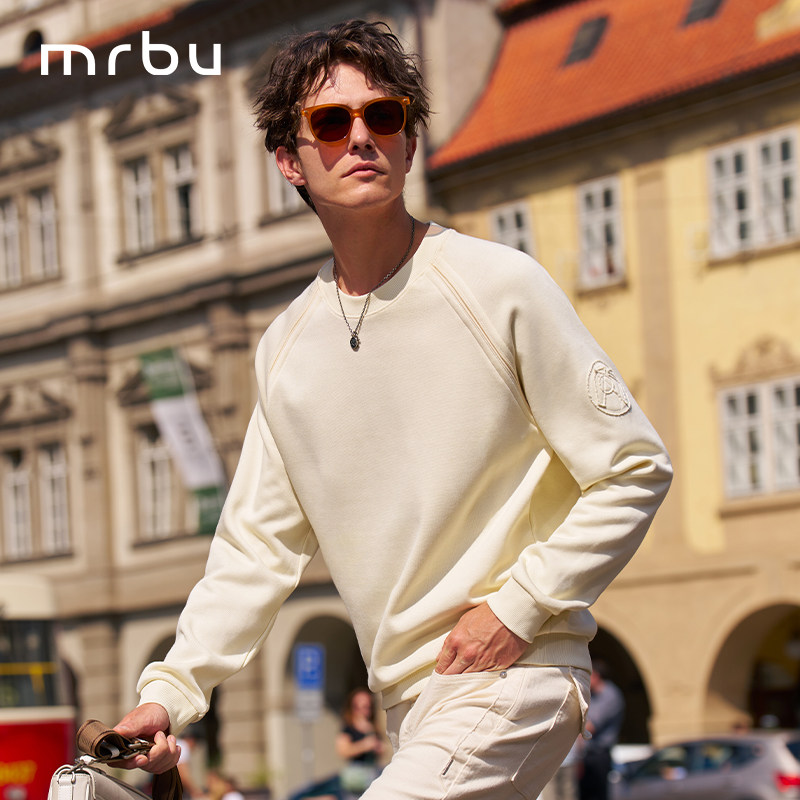 MrBu布先生插肩袖圆领卫衣男长袖运动风立体刺绣百搭上衣KT16613,男装,卫衣,淘宝优惠券,粉丝福利购,淘宝优惠卷