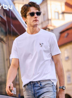 MrBu布先生短袖T恤男士夏季上衣圆领纯棉体恤简笔头像时尚GT16308