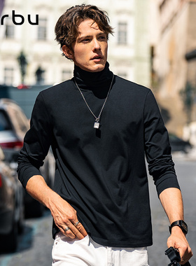 MrBu布先生长绒棉长袖t恤男款双翻领高领打底衫秋冬内搭KT15760