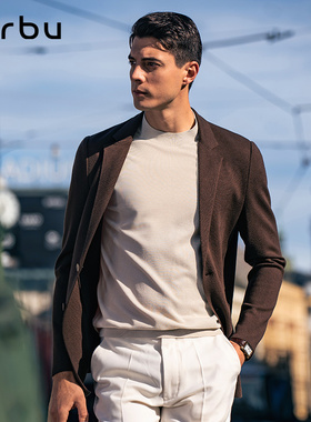 MrBu布先生羊毛开衫外套男款秋冬高级翻领长袖时尚西装BT12013