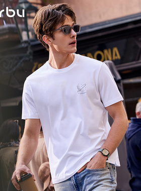 MrBu布先生圆领T恤新款夏季短袖男士上衣纯棉时尚印花简约GT16309