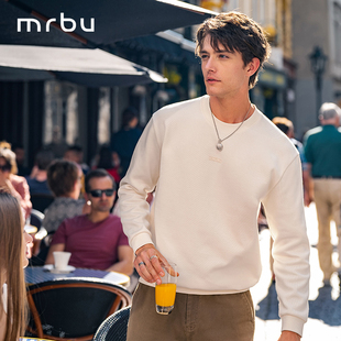 内搭断码 上衣秋冬高级时尚 男士 MrBu布先生圆领宽松卫衣杏色长袖