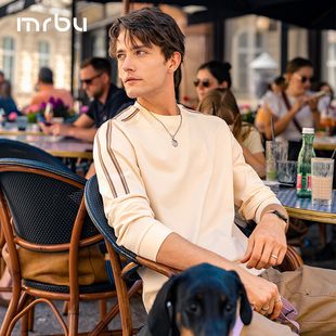 宽松杏色春秋上衣马鞍肩撞色时尚 KT15662 t恤男款 MrBu布先生长袖