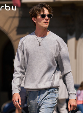 MrBu布先生贴身卫衣灰色男款长袖圆领套头拼接时尚微宽松KT16600