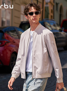 MrBu布先生新款飞行夹克梭织外套简约防风男长袖上衣拉链KT16665