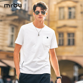 MrBu布先生圆领短袖 男款 t恤简约英文字母印花飞鸟图案口袋GT15262