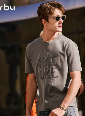 MrBu布先生短袖t恤男2025新款宽松字母上衣圆领重磅透气夏GT16500