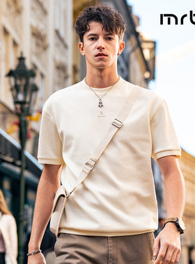 MrBu布先生立体字母印花小高领休闲短袖男士t恤上夏季半袖GT15268