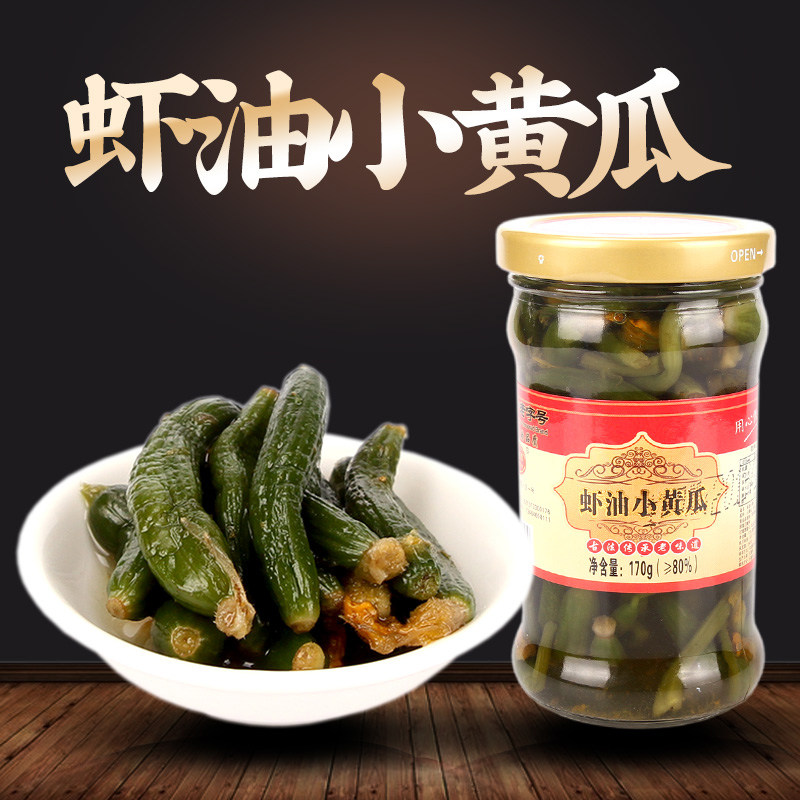 同盛居锦州小菜杨启泰虾油小黄瓜170g瓶装开胃菜下饭菜咸菜酱菜