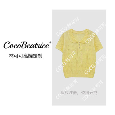 【COCO林可可】新款海岛钩花镂空针织衫时尚百搭上衣8002