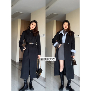 高級感氣質黑色長西裝 張阿星 鵝絨服 韓版 新款 城市戰袍 2024冬季